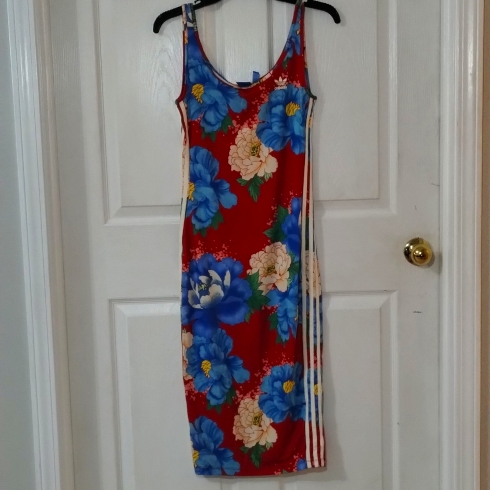 Adidas x Farm Rio Floral Midi Tank Dress